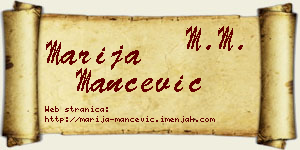 Marija Mančević vizit kartica
